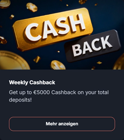 Weekly Cashback Schriftzug goldene Münzen