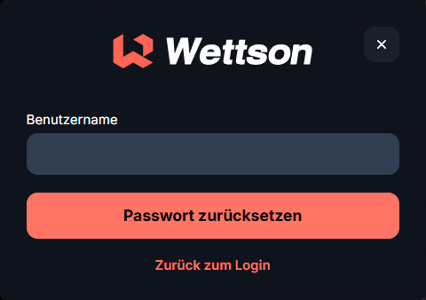 forgot-password Passwort zurücksetzen Feld Benutzername