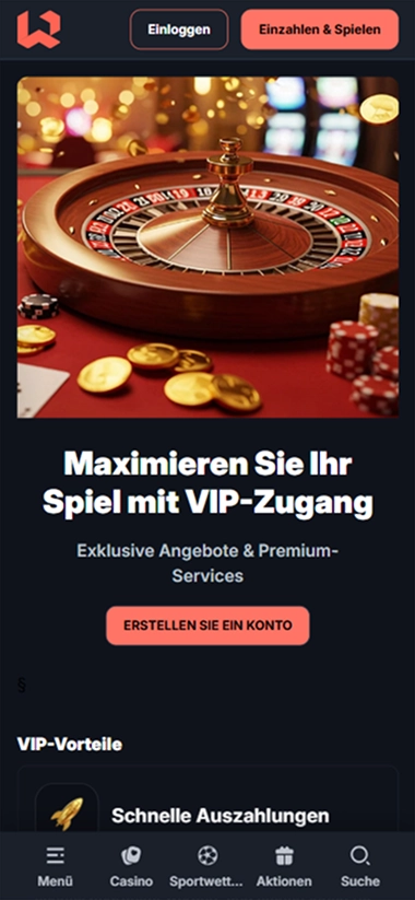 VIP-Zugang Roulette Chips mobile Seite