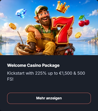 Welcome Casino Package 225% 500 Freispiele